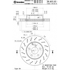 09.A613.51 BREMBO Тормозной диск