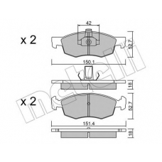 22-0274-2 METELLI Комплект тормозных колодок, дисковый тормоз