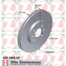 430.2600.00 ZIMMERMANN Тормозной диск