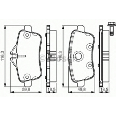 0 986 TB3 206 BOSCH Комплект тормозных колодок, дисковый тормоз