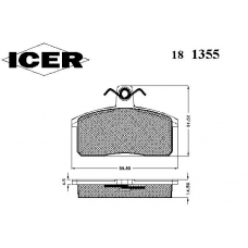181355 ICER Комплект тормозных колодок, дисковый тормоз