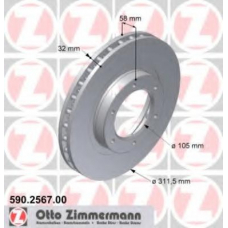 590.2567.00 ZIMMERMANN Тормозной диск