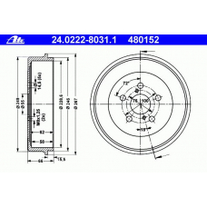 24.0222-8031.1 ATE Тормозной барабан