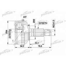 PCV1303 PATRON Шарнирный комплект, приводной вал