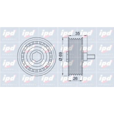 15-3251 IPD Паразитный / ведущий ролик, поликлиновой ремень