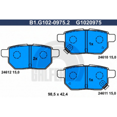 B1.G102-0975.2 GALFER Комплект тормозных колодок, дисковый тормоз