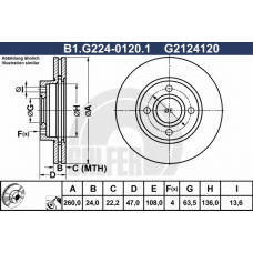 B1.G224-0120.1 GALFER Тормозной диск