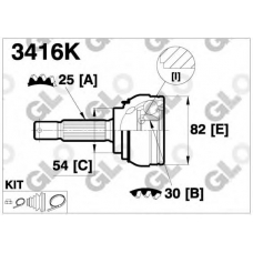 3416K GLO Шарнирный комплект, приводной вал