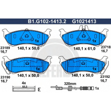 B1.G102-1413.2 GALFER Комплект тормозных колодок, дисковый тормоз