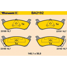BA2192 BARUM Комплект тормозных колодок, дисковый тормоз