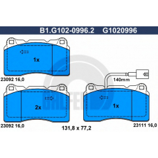 B1.G102-0996.2 GALFER Комплект тормозных колодок, дисковый тормоз