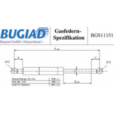 BGS11151 BUGIAD Газовая пружина, крышка багажник