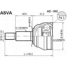 AD-002 ASVA Шарнирный комплект, приводной вал