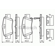 0 986 494 651 BOSCH Комплект тормозных колодок, дисковый тормоз