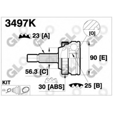3497K GLO Шарнирный комплект, приводной вал