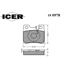 180978 ICER Комплект тормозных колодок, дисковый тормоз