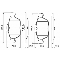 0 986 494 033 BOSCH Комплект тормозных колодок, дисковый тормоз