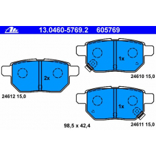 13.0460-5769.2 ATE Комплект тормозных колодок, дисковый тормоз