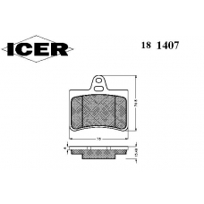 181407 ICER Комплект тормозных колодок, дисковый тормоз