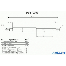 BGS10563 BUGIAD Газовая пружина, крышка багажник