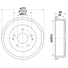 8DT 355 301-121 HELLA PAGID Тормозной барабан