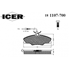 181107-700 ICER Комплект тормозных колодок, дисковый тормоз