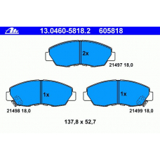 13.0460-5818.2 ATE Комплект тормозных колодок, дисковый тормоз