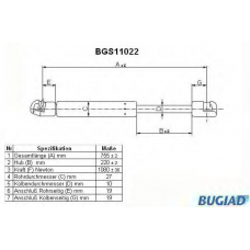 BGS11022 BUGIAD Газовая пружина, крышка багажник