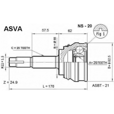 NS-20 ASVA Шарнирный комплект, приводной вал