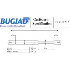 BGS11215 BUGIAD Газовая пружина, заднее стекло