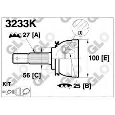 3233K GLO Шарнирный комплект, приводной вал