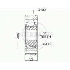 BJ-6037 InterParts Шарнирный комплект, приводной вал