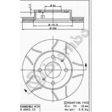 09.6943.75 BREMBO Тормозной диск