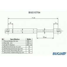 BGS10764 BUGIAD Газовая пружина, крышка багажник