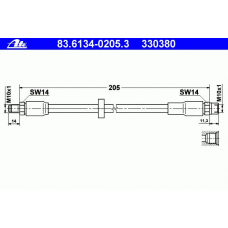 83.6134-0205.3 ATE Тормозной шланг