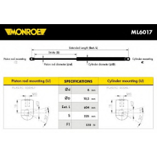 ML6017 MONROE Газовая пружина, крышка багажник