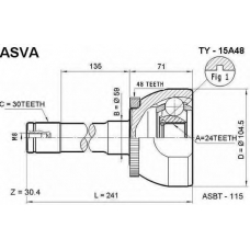 TY-15A48 ASVA Шарнирный комплект, приводной вал