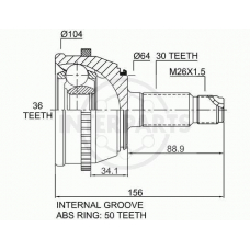 OJ-0849 InterParts Шарнирный комплект, приводной вал