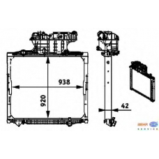 8MK 376 721-681 HELLA Радиатор, охлаждение двигателя