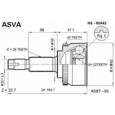 NS-60A42 ASVA Шарнирный комплект, приводной вал