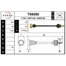 T68086 EAI Приводной вал