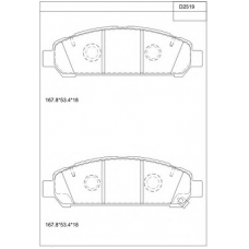 KD2519 ASIMCO Комплект тормозных колодок, дисковый тормоз