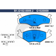 B1.G102-0009.2 GALFER Комплект тормозных колодок, дисковый тормоз