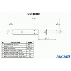 BGS10105 BUGIAD Газовая пружина, крышка багажник