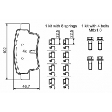 0 986 494 222 BOSCH Комплект тормозных колодок, дисковый тормоз