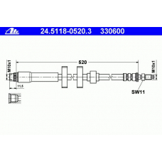 24.5118-0520.3 ATE Тормозной шланг