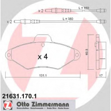 21631.170.1 ZIMMERMANN Комплект тормозных колодок, дисковый тормоз