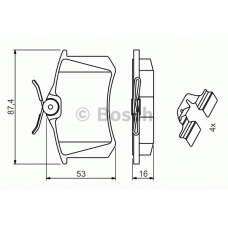 0 986 494 600 BOSCH Комплект тормозных колодок, дисковый тормоз