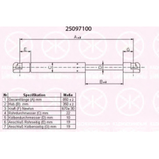25097100 KLOKKERHOLM Газовая пружина, крышка багажник