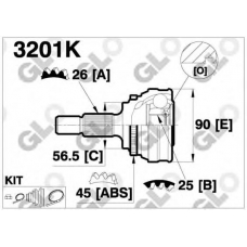3201K GLO Шарнирный комплект, приводной вал
